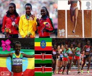 пазл Подиум атлетика 10 000 женщин m, Tirunesh Мохаммед (Эфиопия), Салли Kipyego и Вивиан Черуйот (Кения) - Лондон-2012-
